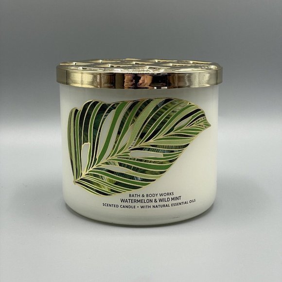 Bath and Body Works WATERMELON & WILD MINT 3 Wick Scented Candle 14.5 Oz NEW - Picture 1 of 4